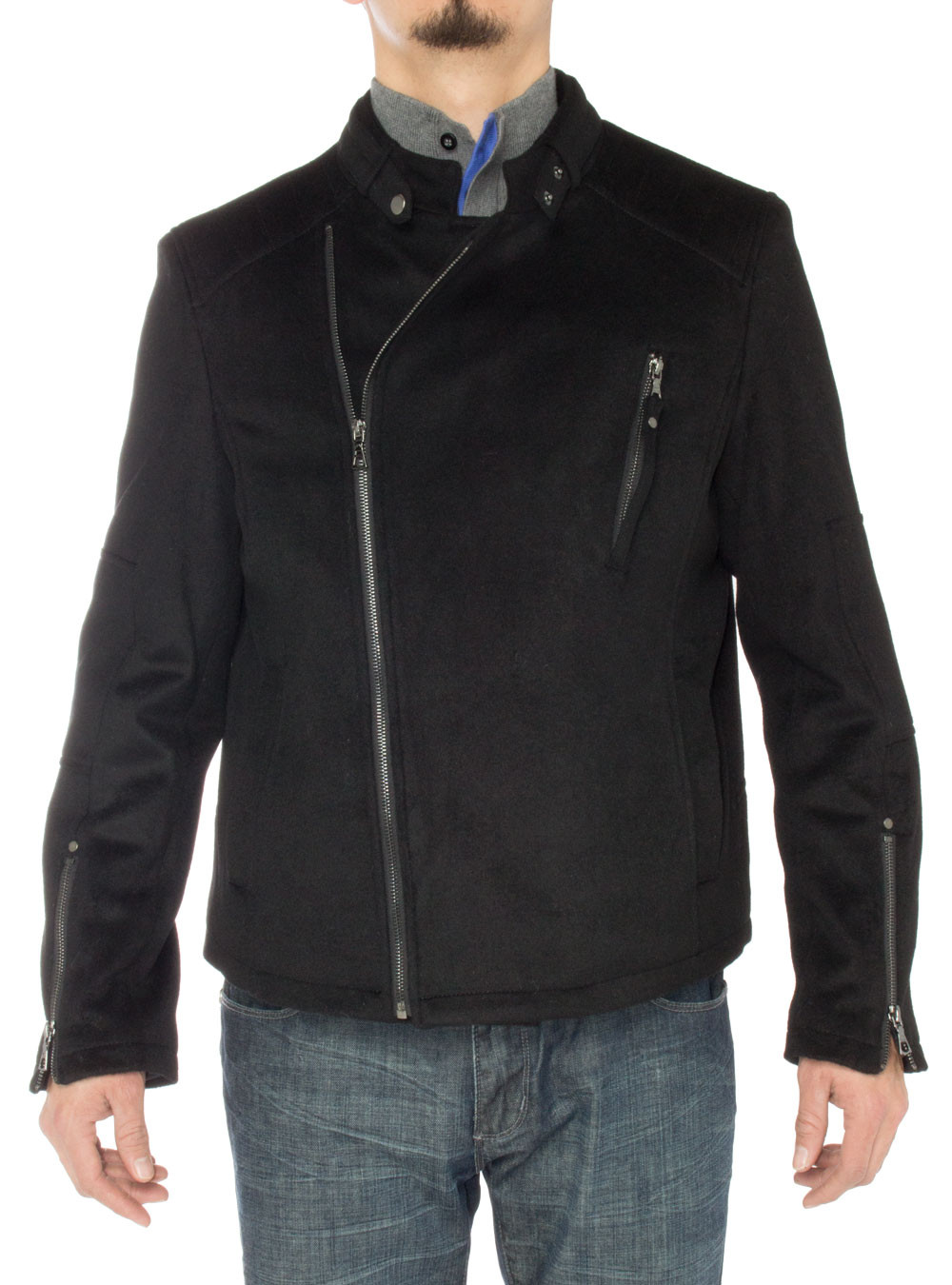 Mens Luciano Natazzi Padded Top Coat Casual Sport Coat Black - Image1