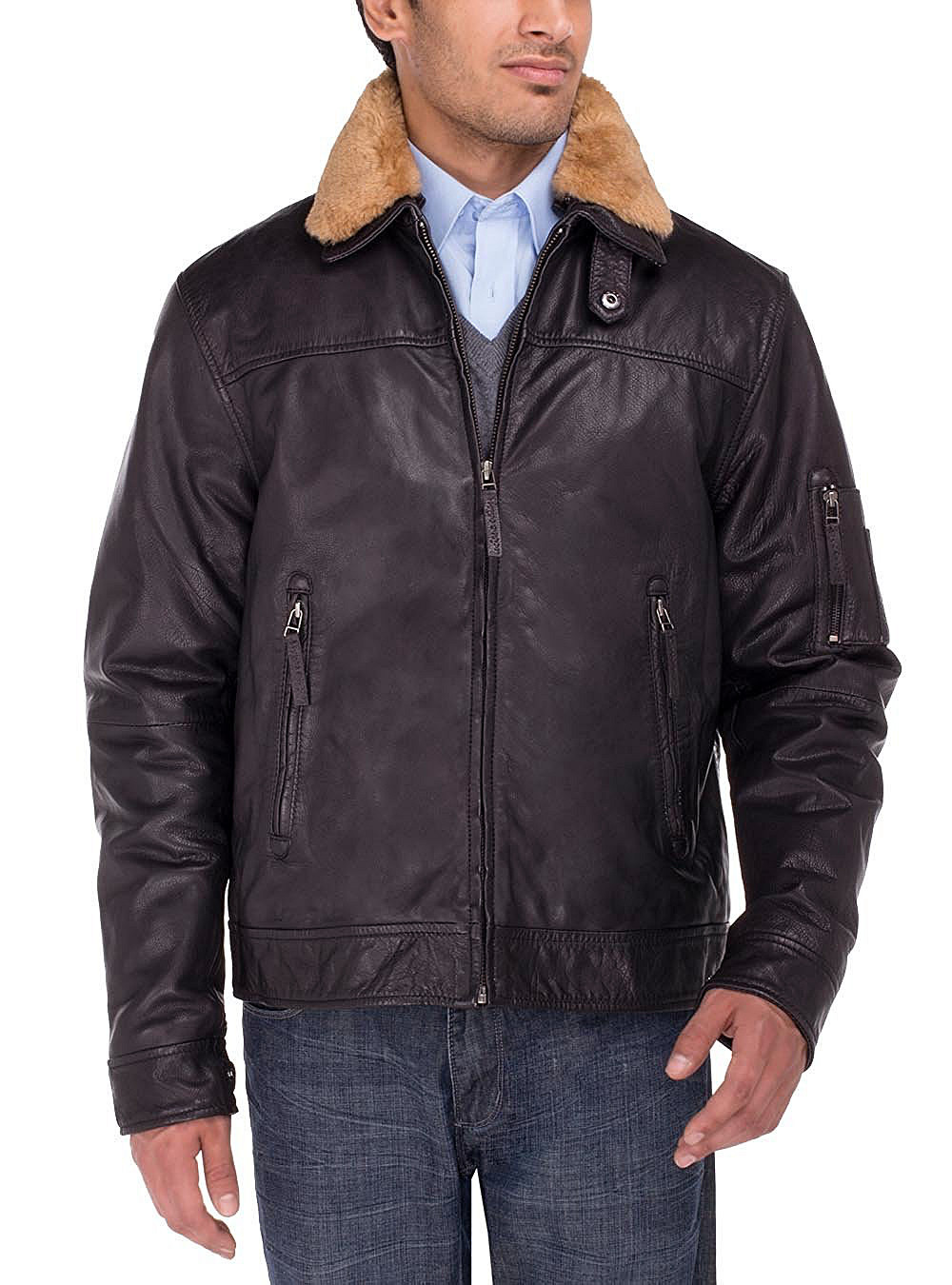 Mens Luciano Natazzi Leather Jacket Cavallino Rampante Vintage Brown - Image1