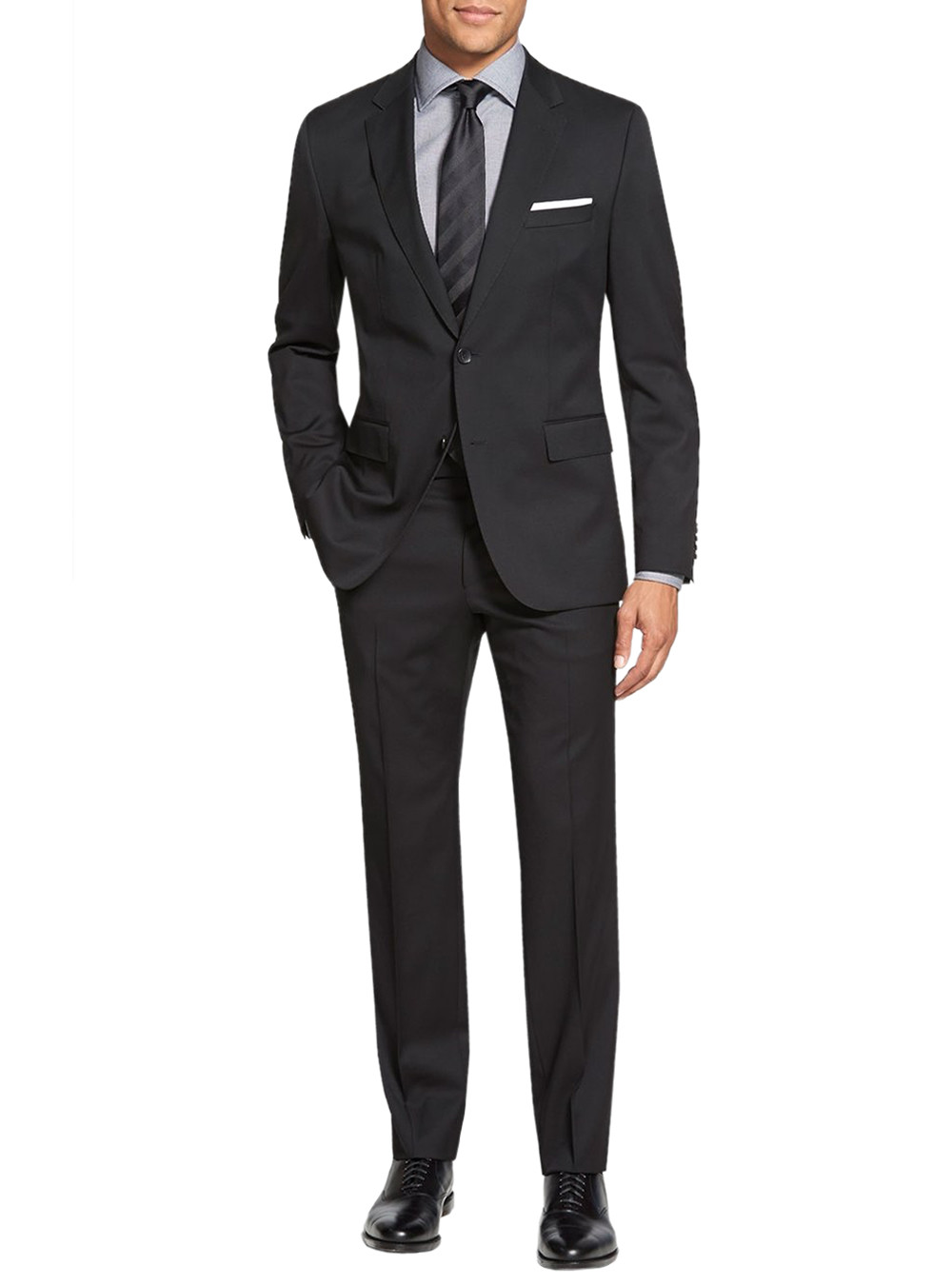 Mens Salvatore Exte Modern Fit Suit Two Button Side Vents Jacket Black - Image1