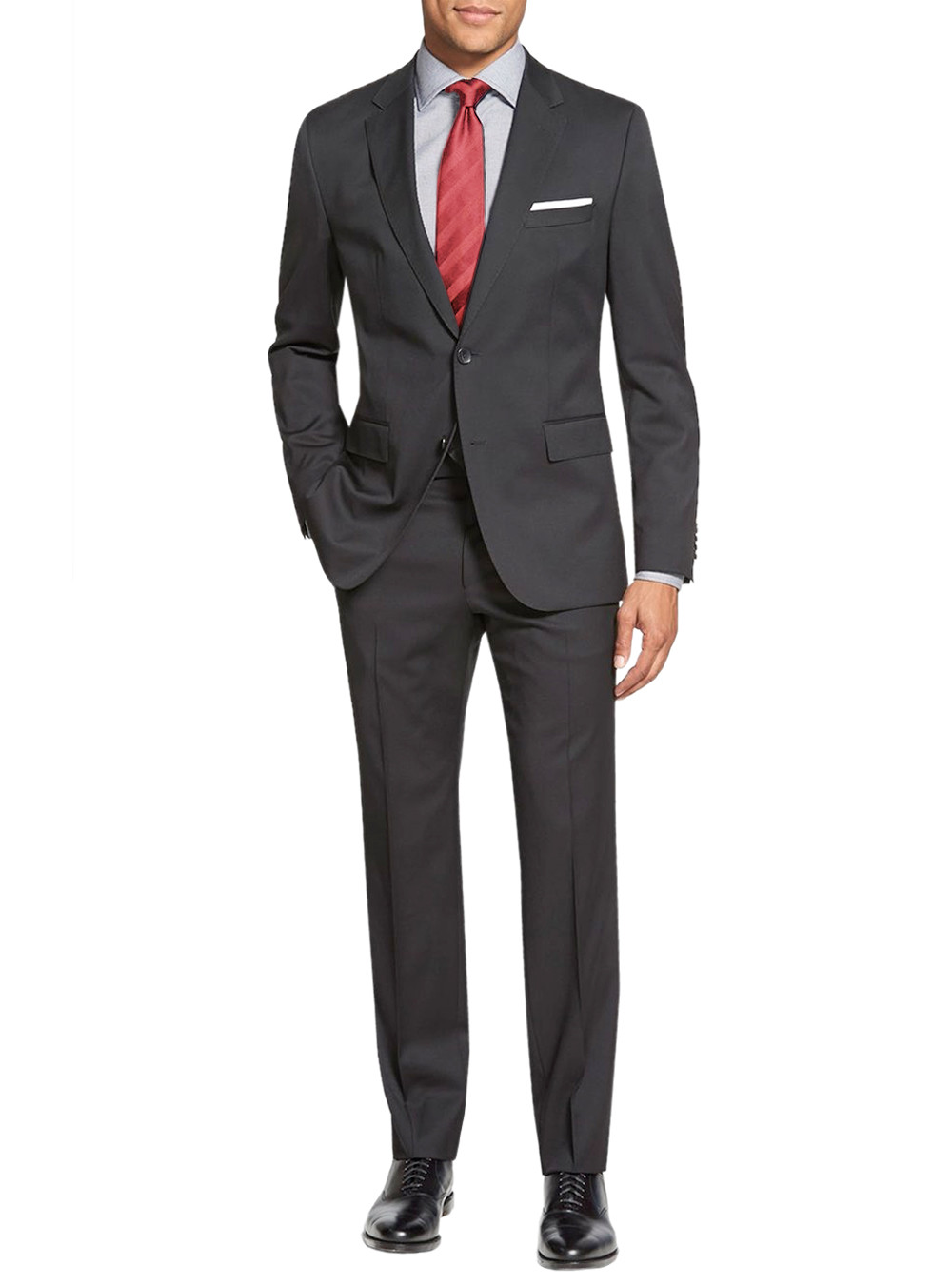 Mens Salvatore Exte Modern Fit Suit Two Button Side Vents Jacket Charcoal - Image1