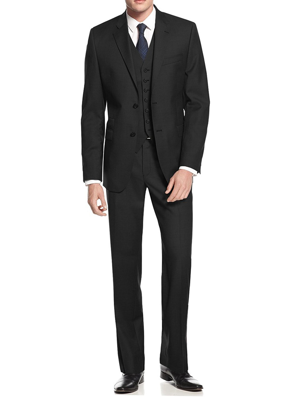 Mens Salvatore Exte Vested 3-Piece Suit Center Vent Black
 - Image1