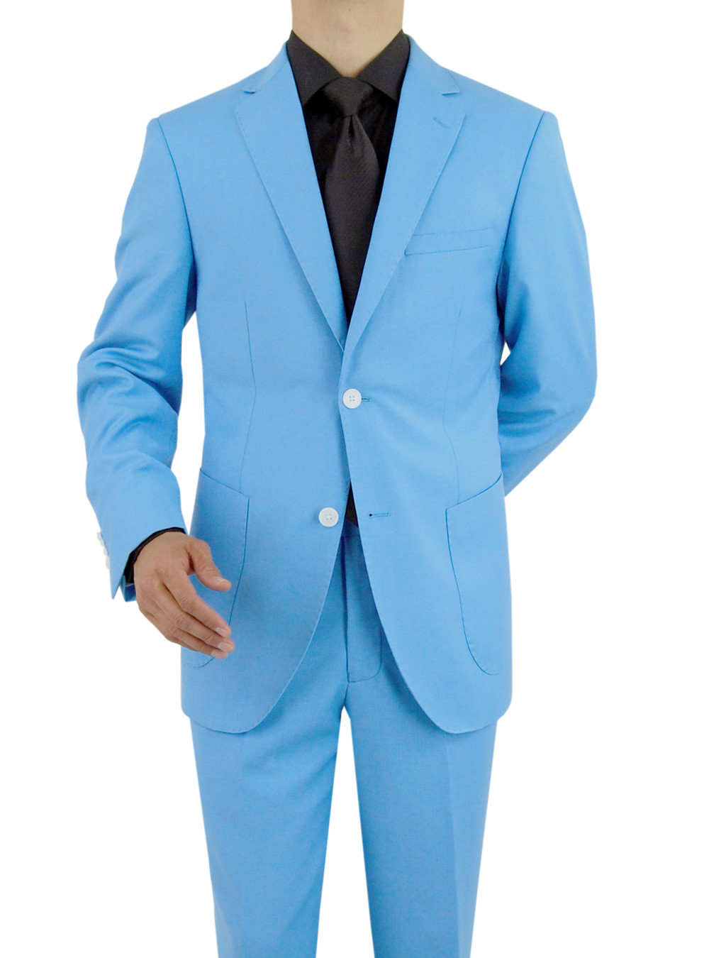Mens Salvatore Exte Suit Separates Coat 2 Button Center Vent Sky Blue Jacket - Image1