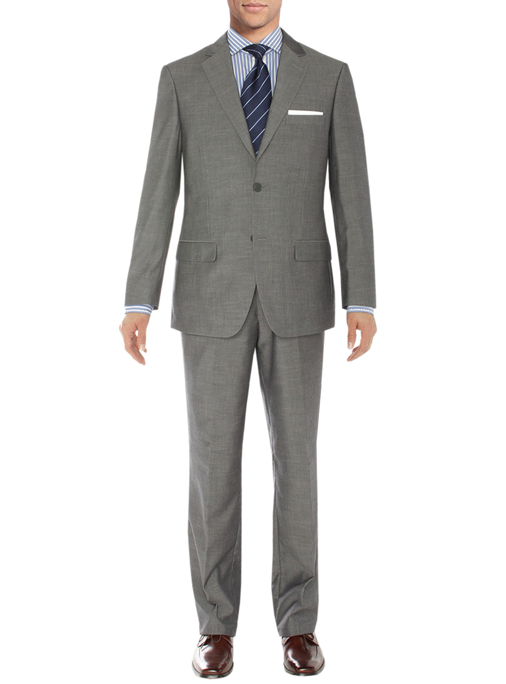 Mens Salvatore Exte Modern Fit Suit Two Button Side Vents Jacket Silver Gray - Image1