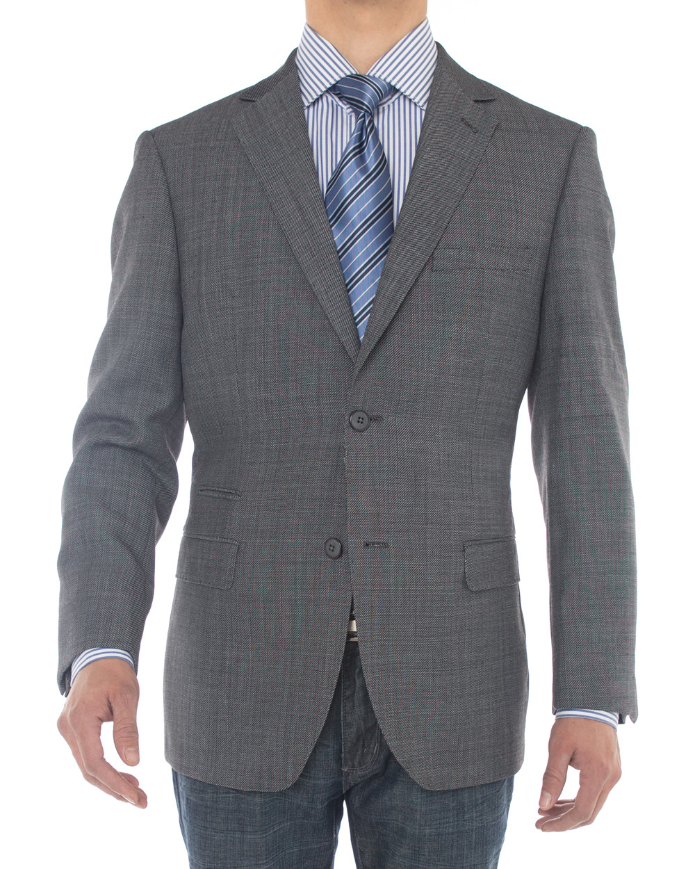 Mens Luciano Natazzi Blazer Two Button 160S Wool Ticket Pocket Jacket Charcoal Gray - Image1