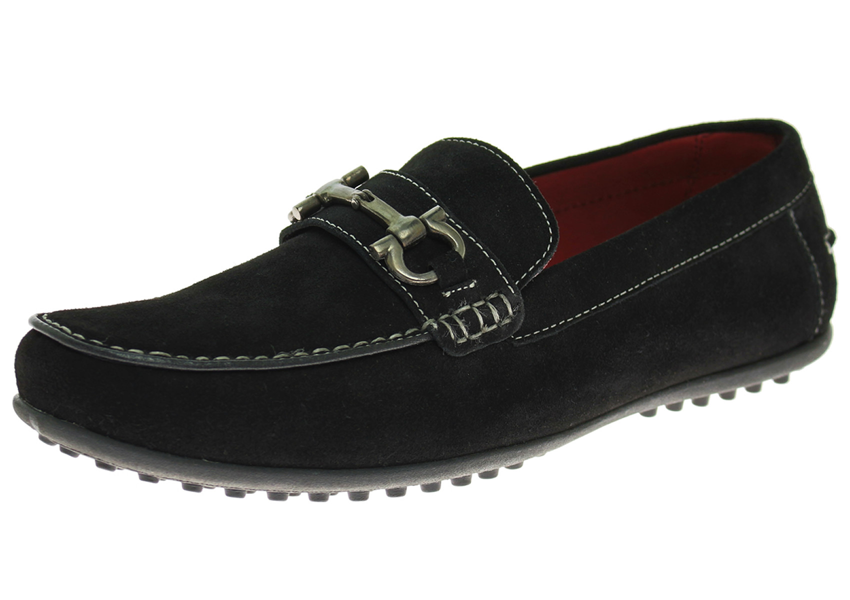 Mens Luciano Natazzi Kimo Driving Loafer Suede Leather Moccasin Shoe Black - Image1