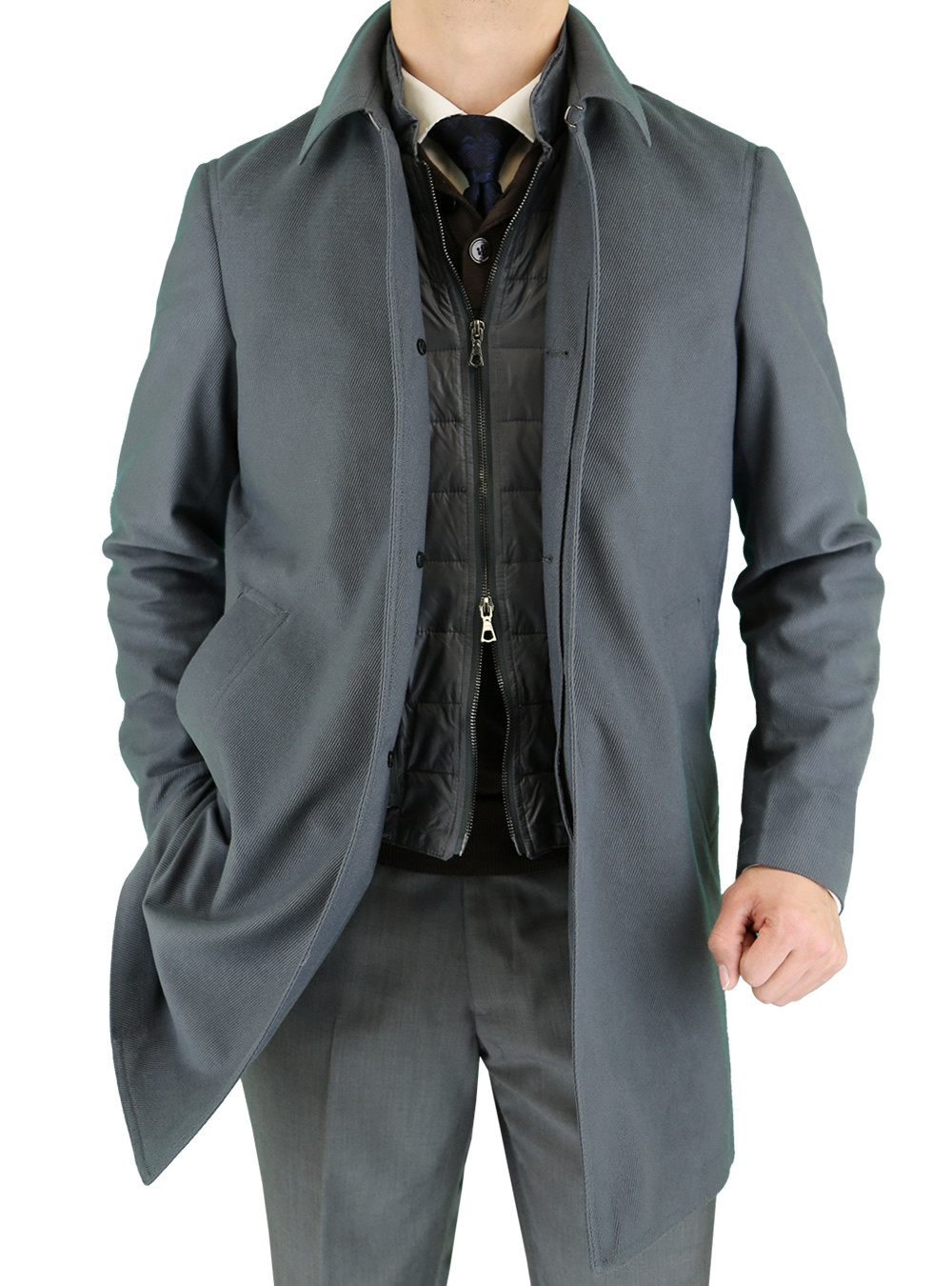 Mens Luciano Natazzi Overcoats Modern Fit Walker Top Coat Gray
 - Image1