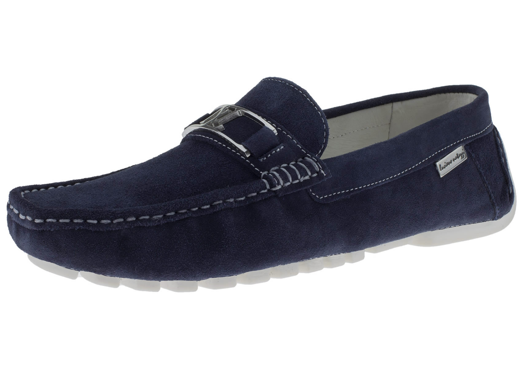 Mens Luciano Natazzi Driving Loafer Air Grant Penny Suede Leather Navy - Image1
