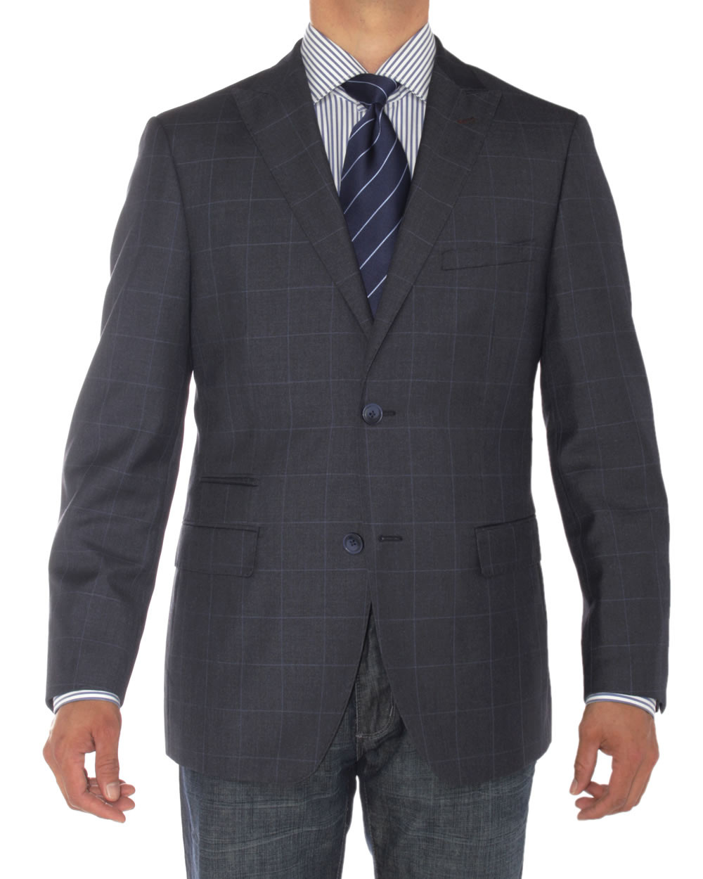 Mens Luciano Natazzi Blazer Two Button Ticket Pocket Coat Blue - Image1