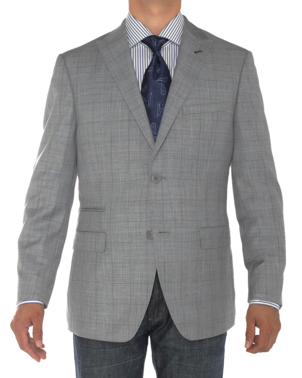 Mens Luciano Natazzi Blazer Two Button Ticket Pocket Coat Gray - Image1