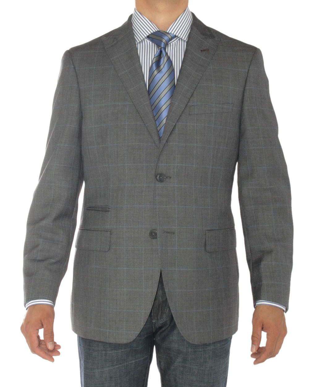 Mens Luciano Natazzi Blazer Two Button Ticket Pocket Coat DK Gray - Image1