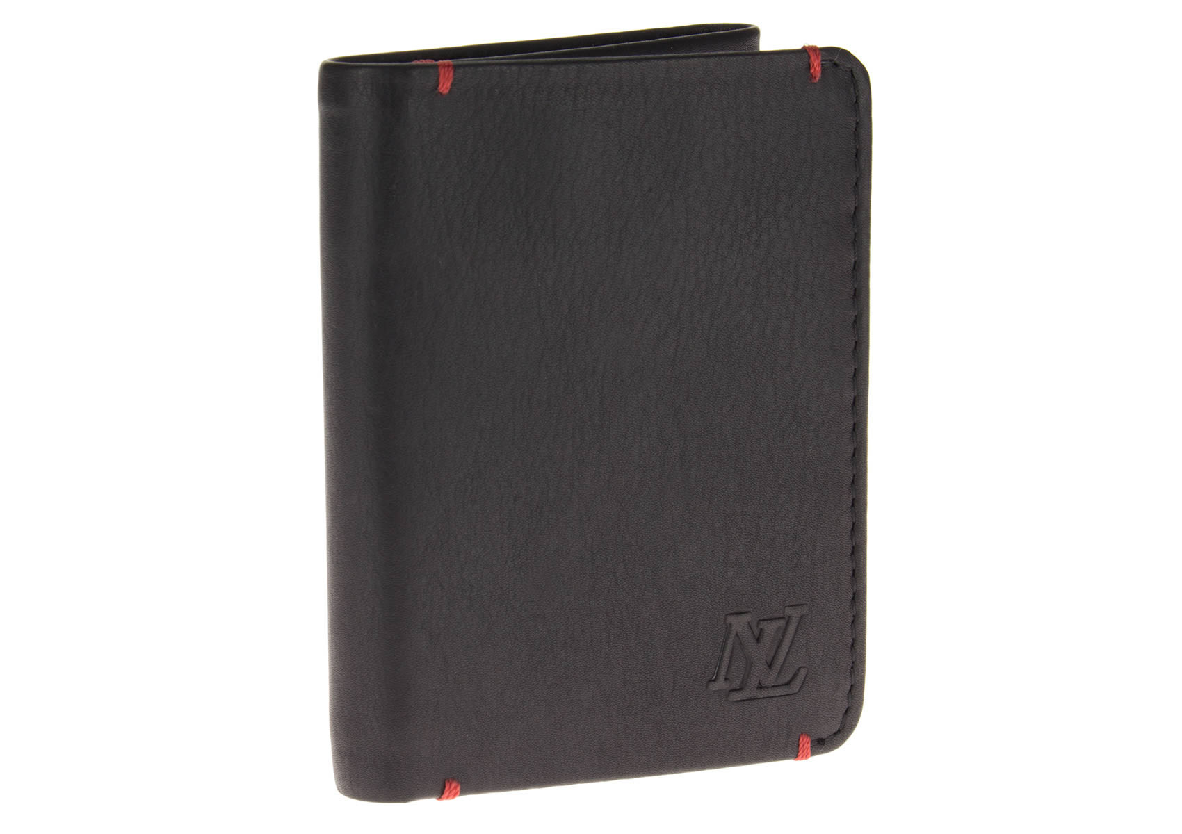 Mens Luciano Natazzi Designer Nappa Leather RFID Blocking Slim Trifold Wallet in Black - Image1