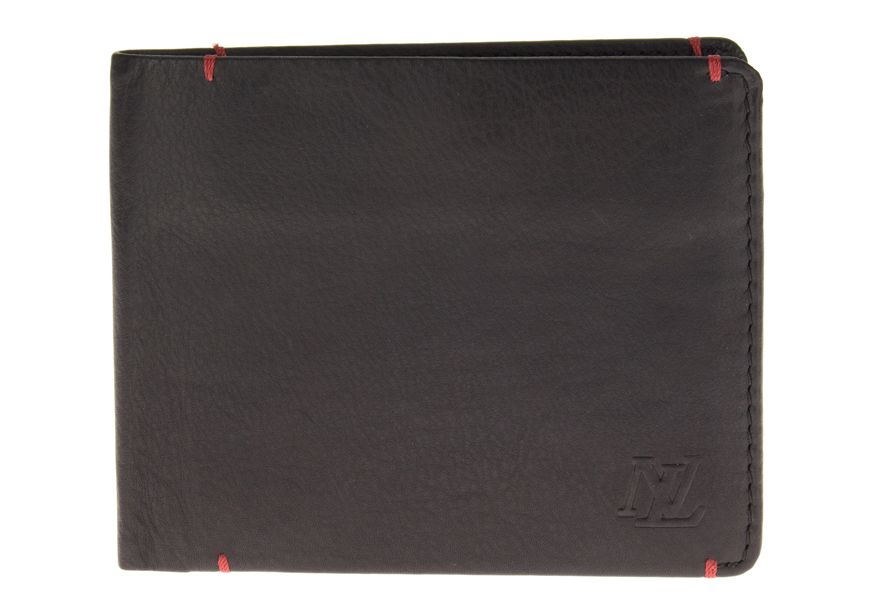 Mens Luciano Natazzi RFID Blocking Nappa Leather Slim Bifold Wallet I.D. Window in Black - Image1