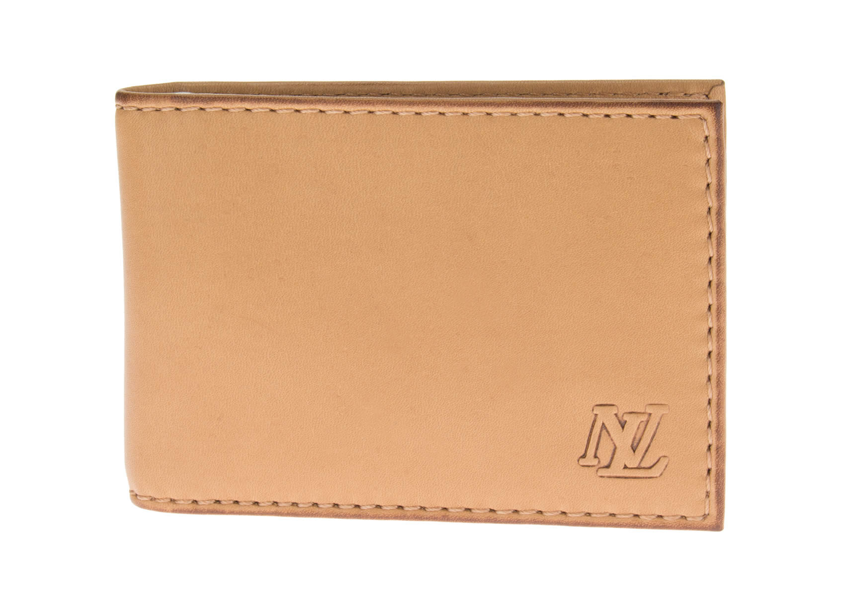 Mens Luciano Natazzi RFID Blocking Leather Bifold Compact Cash Clip Wallet in Tan - Image1