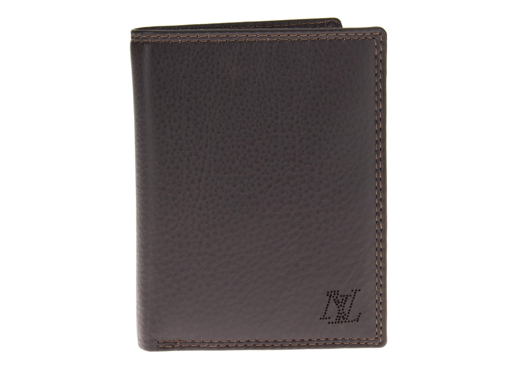 Mens Luciano Natazzi Nappa Leather RFID Blocking Bifold Wallet Extra ID Flap in Brown - Image1