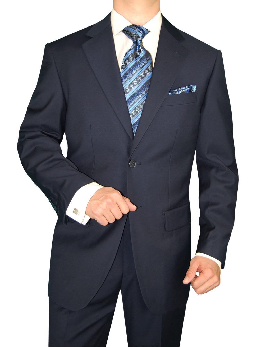 Mens Giorgio Napoli 2 Button Classic Fit Suit Flat Front Pants 
 Navy - Image1