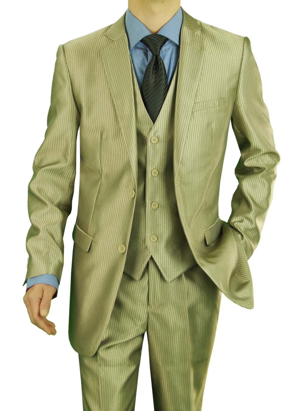 Mens Darya Trading Vested 3-Piece Suit Two Button Tan - Image1