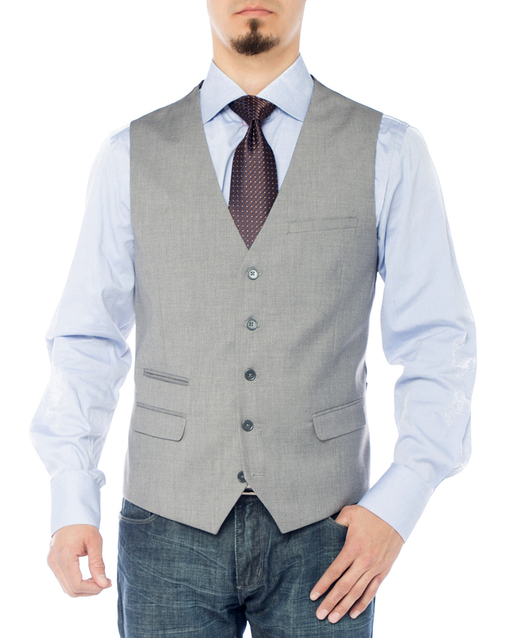 Mens Giorgio Napoli Designer Dress Suit Waistcoat Business Fit Jacket Vest in Gray - Image1