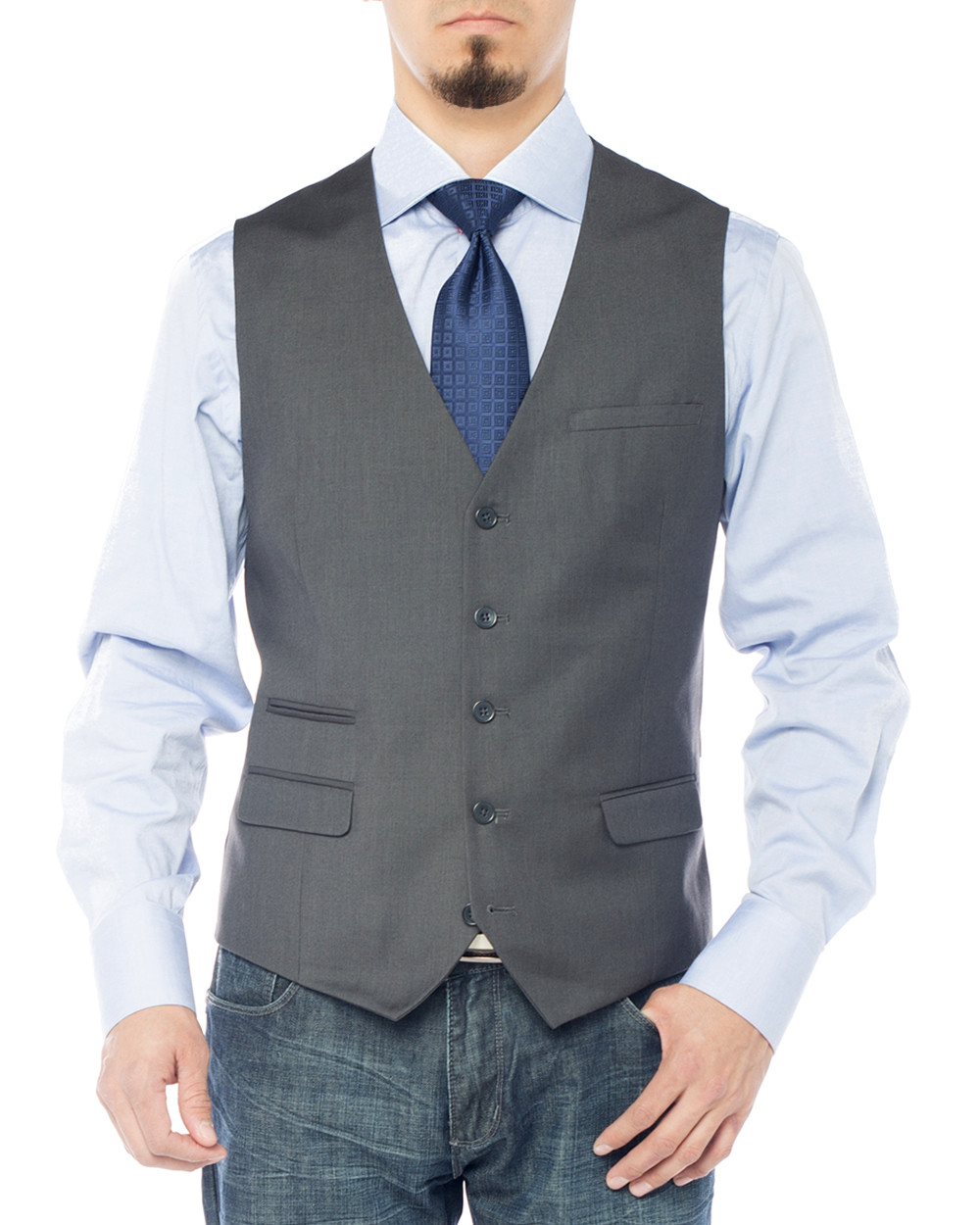 Mens Giorgio Napoli Designer Dress Suit Waistcoat Business Fit Jacket Vest in Charcoal - Image1