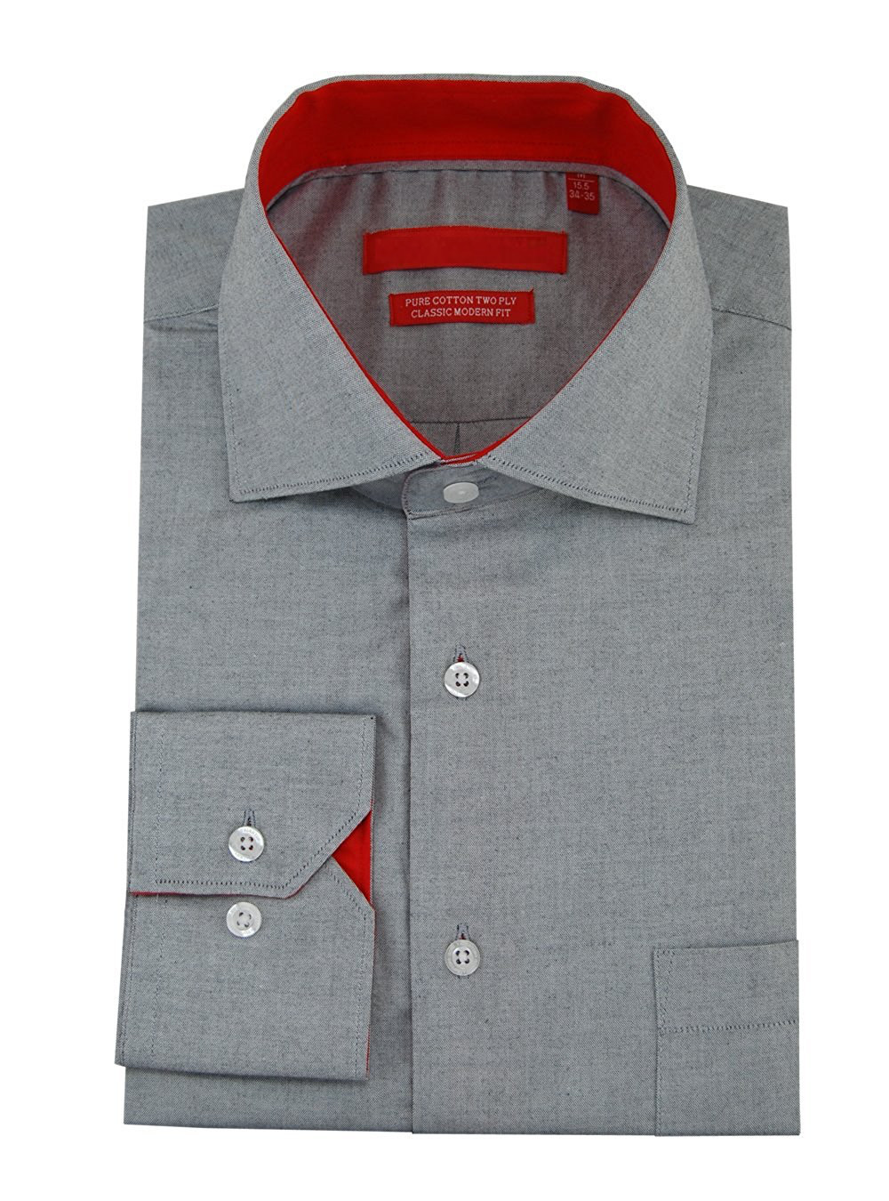 Mens DTI DARYA TRADING GV Executive 100% Cotton Barrel Cuff Dress Shirt in Light Gray - Image1