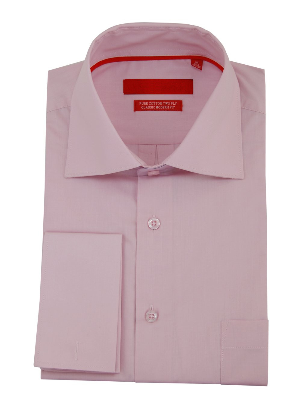 Mens DTI DARYA TRADING GV Executive Modern Spread Collar French Cuff Cotton Dress Shirt in Light Pink - Image1