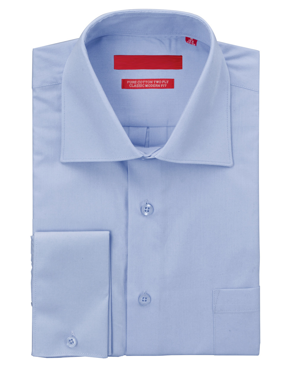 Mens DTI DARYA TRADING GV Executive Dress Shirt Pure Cotton Spread Collar French Cuff in Medium Blue - Image1