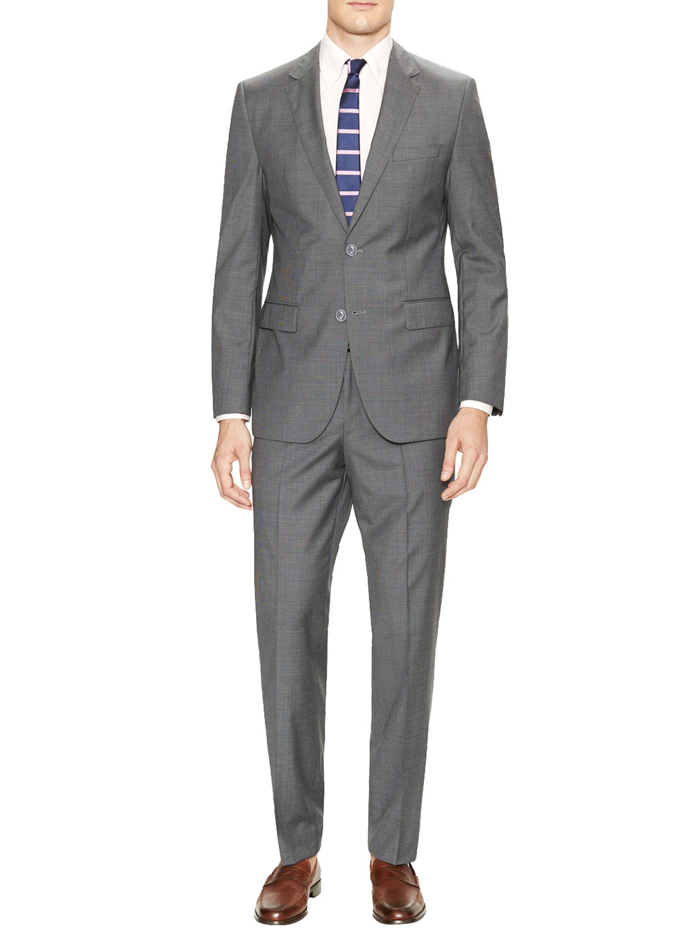 Mens DTI DARYA TRADING GV Executive Two Button Jacket Flat Front Pants Modern Fit Suit in Light Gray Birdseye - Image1