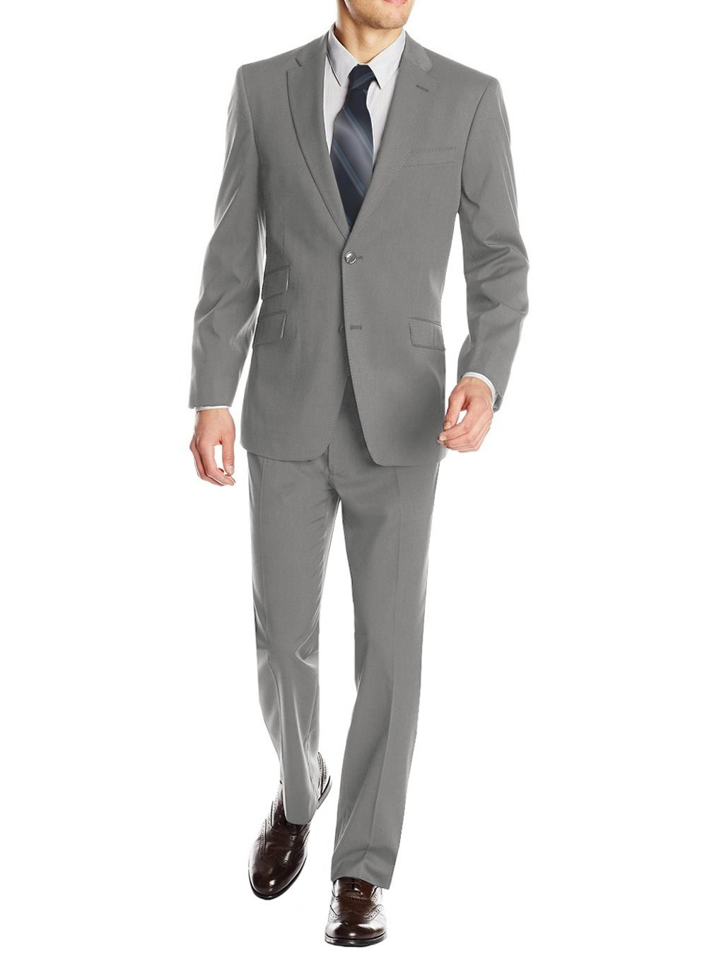 Mens DTI DARYA TRADING GV Executive Two Button Ticket Pocket Jacket Faint Herringbone Suit in Gray - Image1