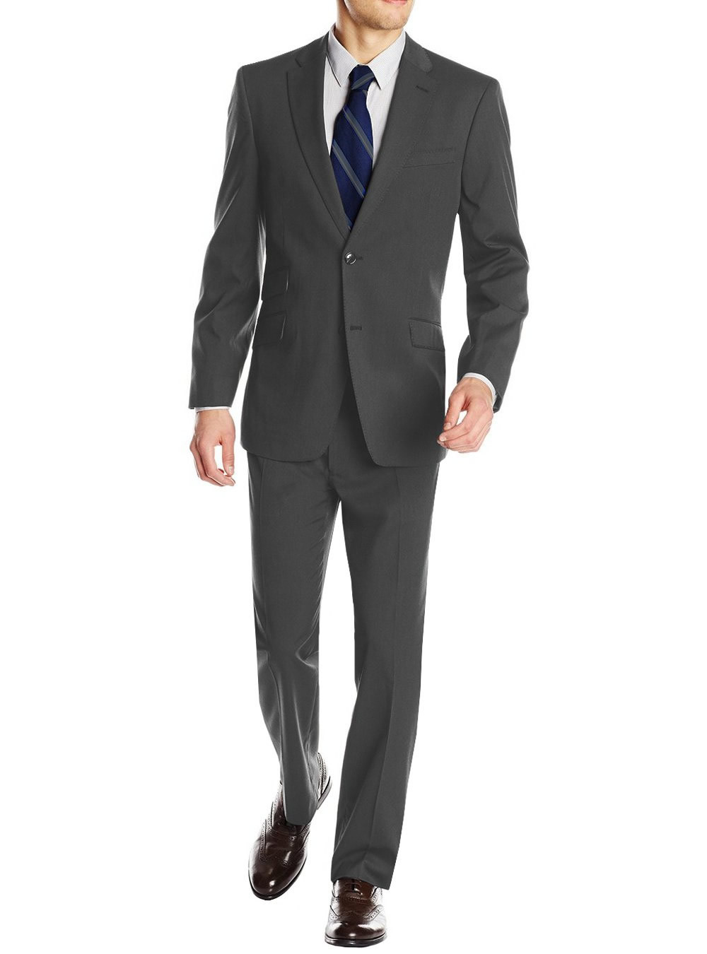 Mens DTI DARYA TRADING GV Executive Two Button Ticket Pocket Jacket Faint Herringbone Suit in Charcoal - Image1