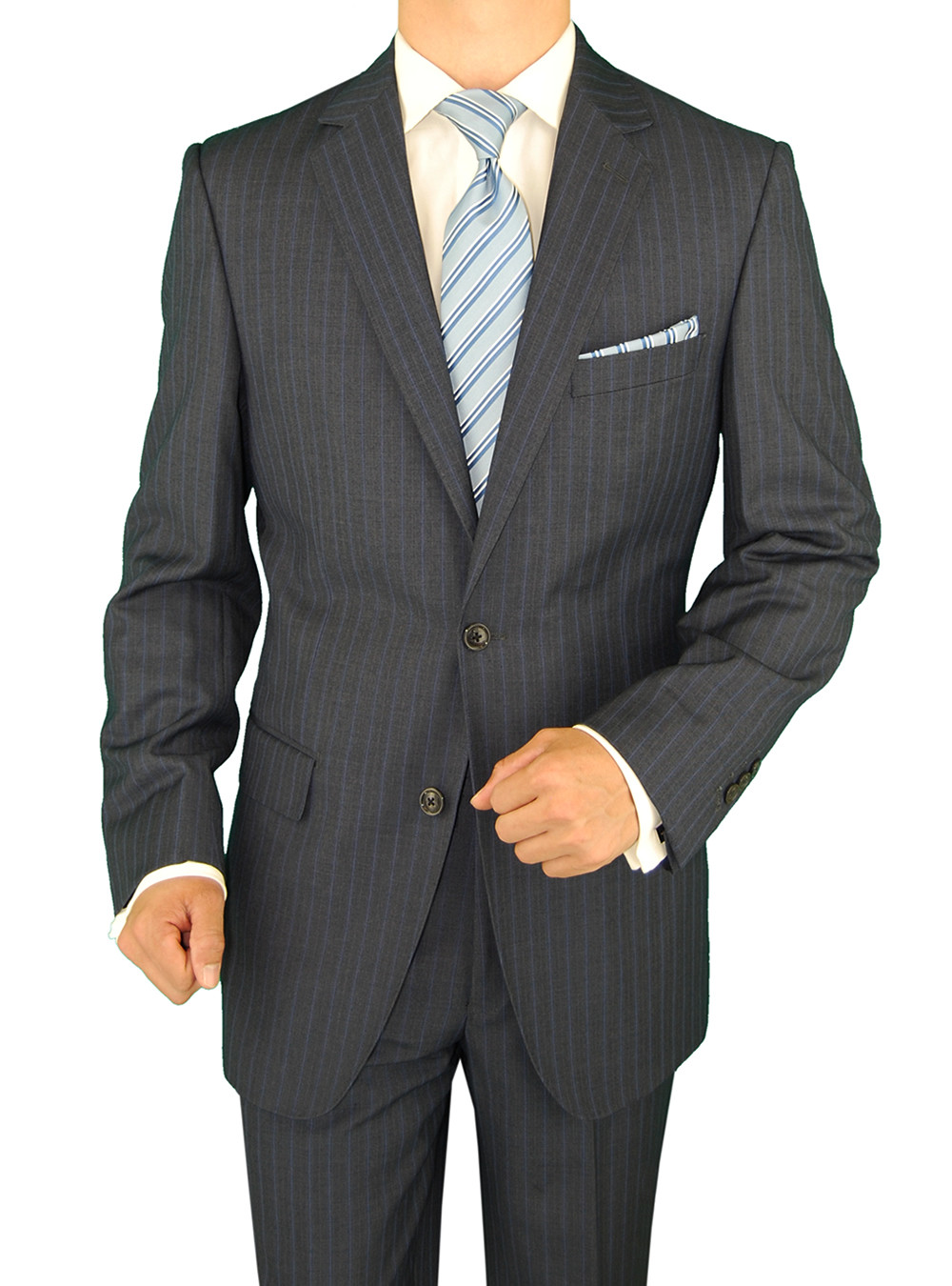 Mens DTI DARYA TRADING GV Executive Two Button Modern d Suit in Charcoal Stripe - Image1