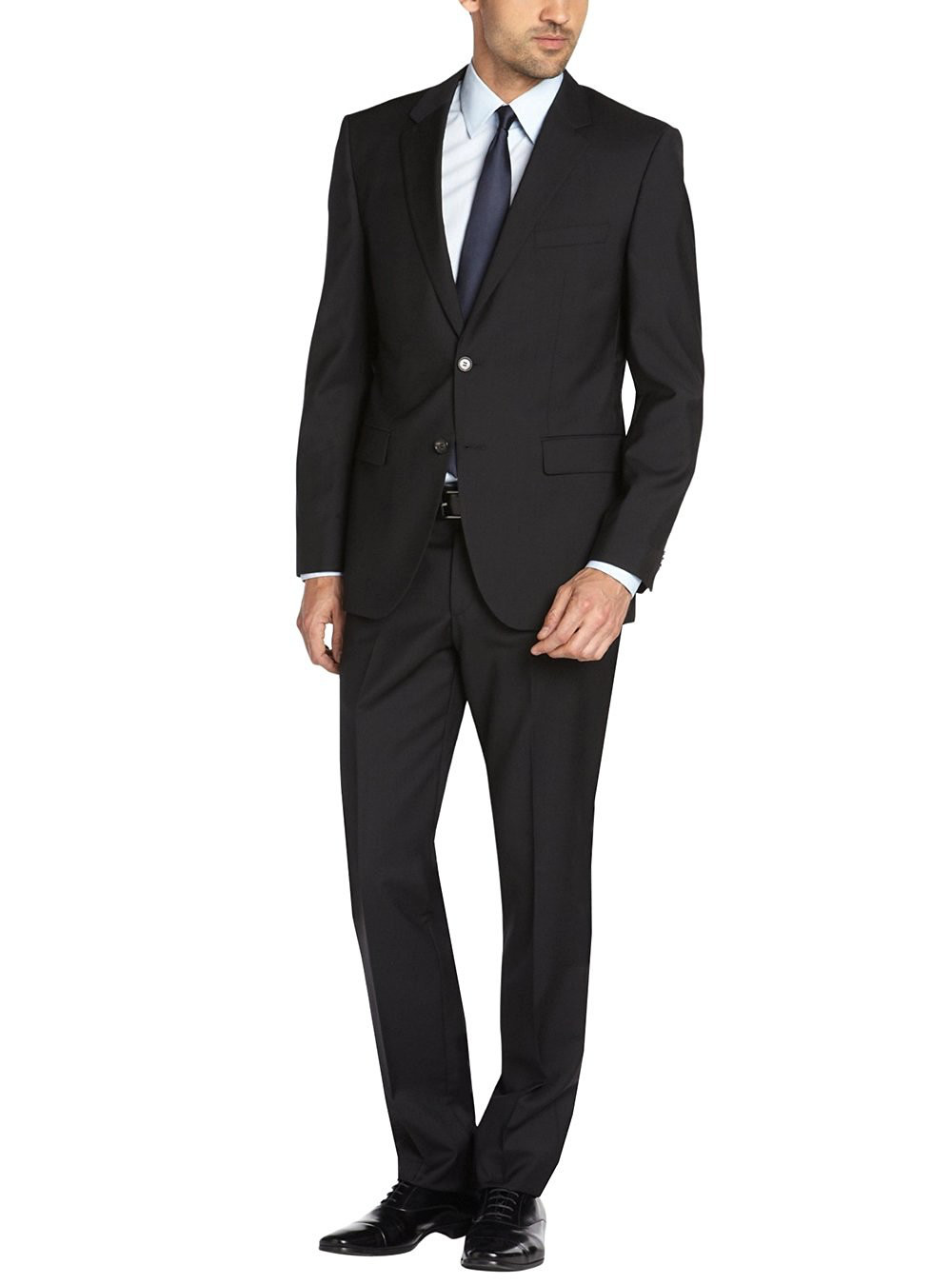 Mens DTI DARYA TRADING GV Executive Two Button Side Vents Jacket 2 Piece Modern Suit in Black - Image1