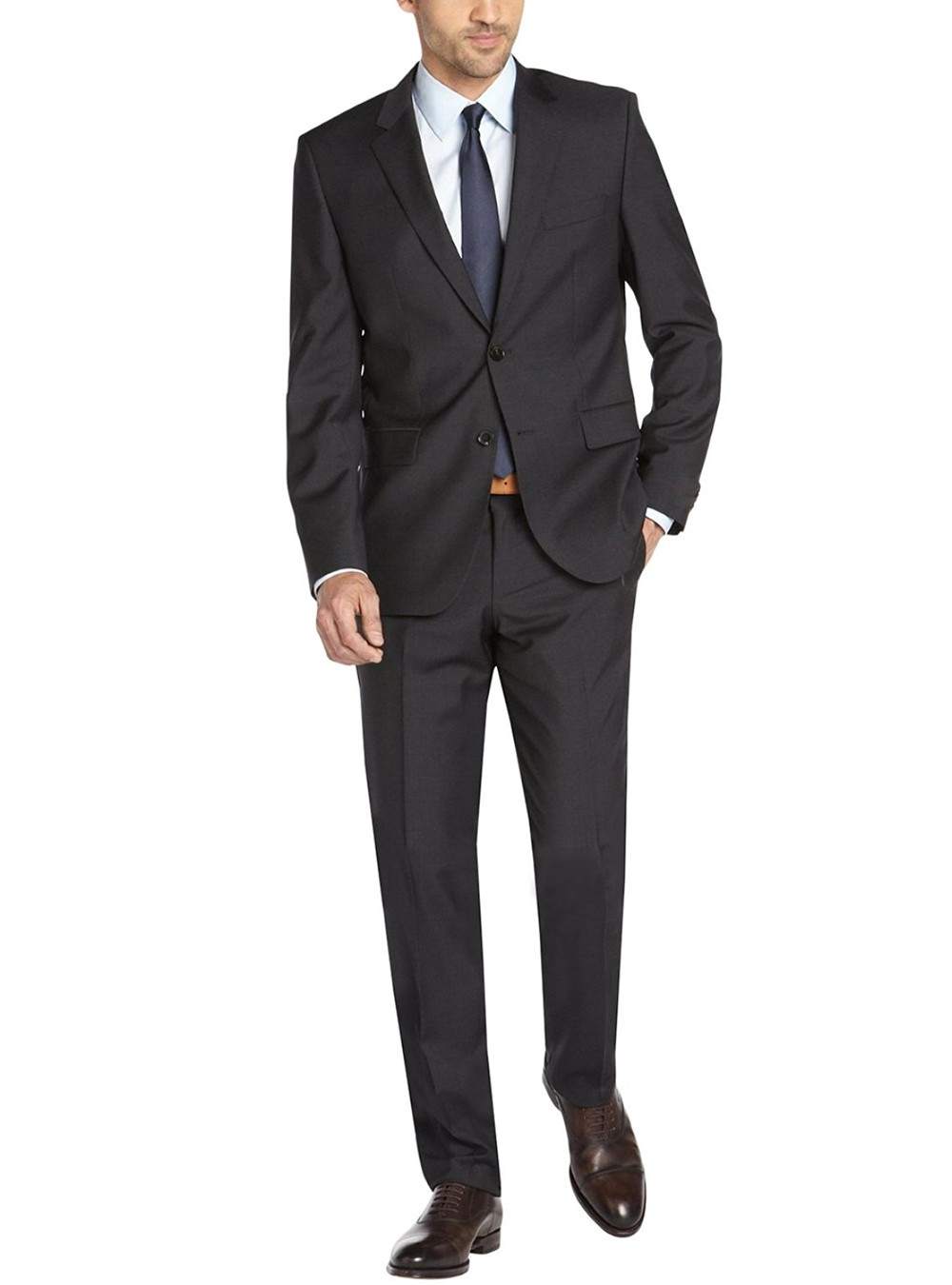 Mens DTI DARYA TRADING GV Executive Two Button Side Vents Jacket 2 Piece Modern Suit in Charcoal - Image1
