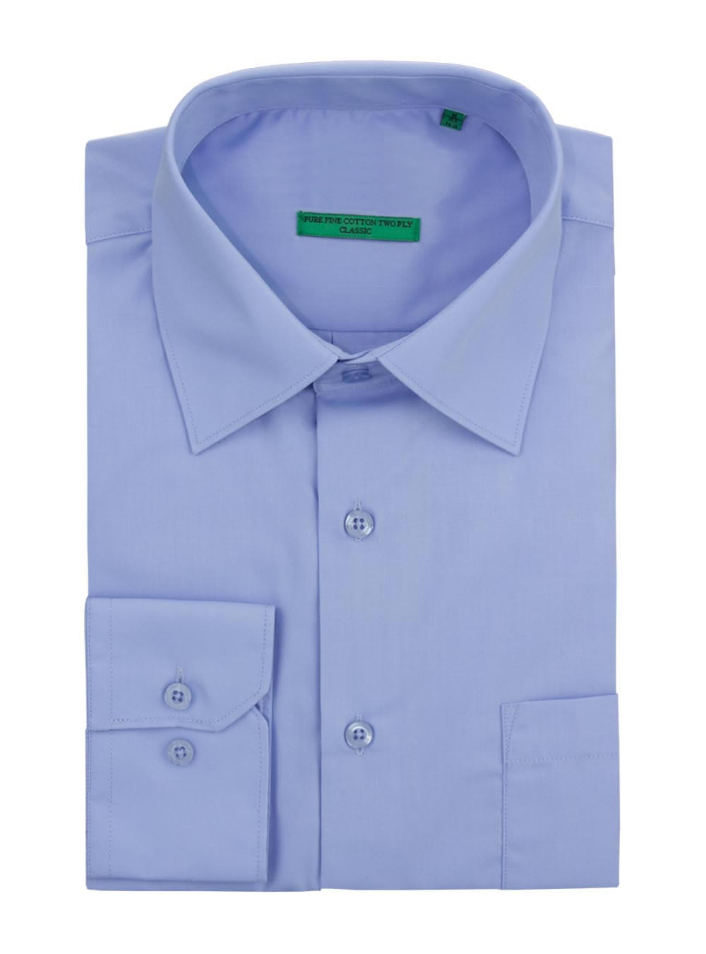 Mens DTI DARYA TRADING BB Signature Modern Classic Fit 2 Ply Pure Cotton Solid Dress Shirt in Light Blue - Image1
