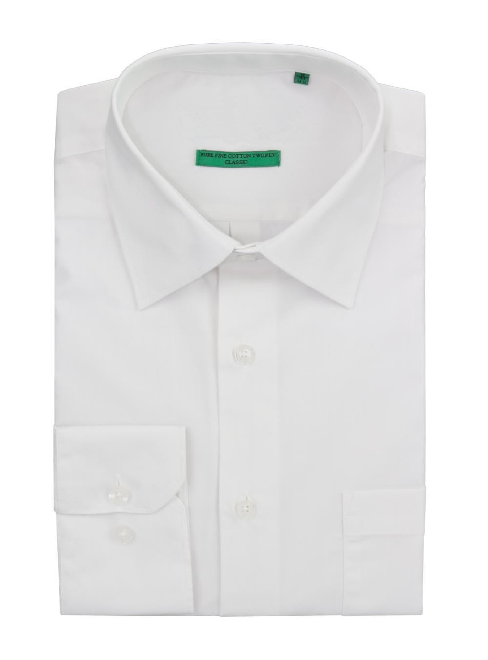 Mens DTI DARYA TRADING BB Signature Modern Classic Fit 2 Ply Pure Cotton Solid Dress Shirt in White - Image1