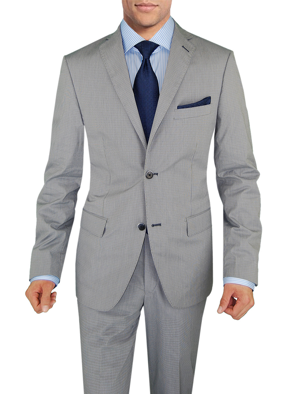 Mens DTI DARYA TRADING BB Signature Suit 2 Button Modern Fit Jacket Piece in Gray Blue Check - Image1