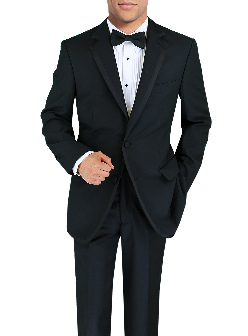 Mens DTI DARYA TRADING BB Signature Two Button Notch Lapel Wool Tuxedo Suit in Black - Image1