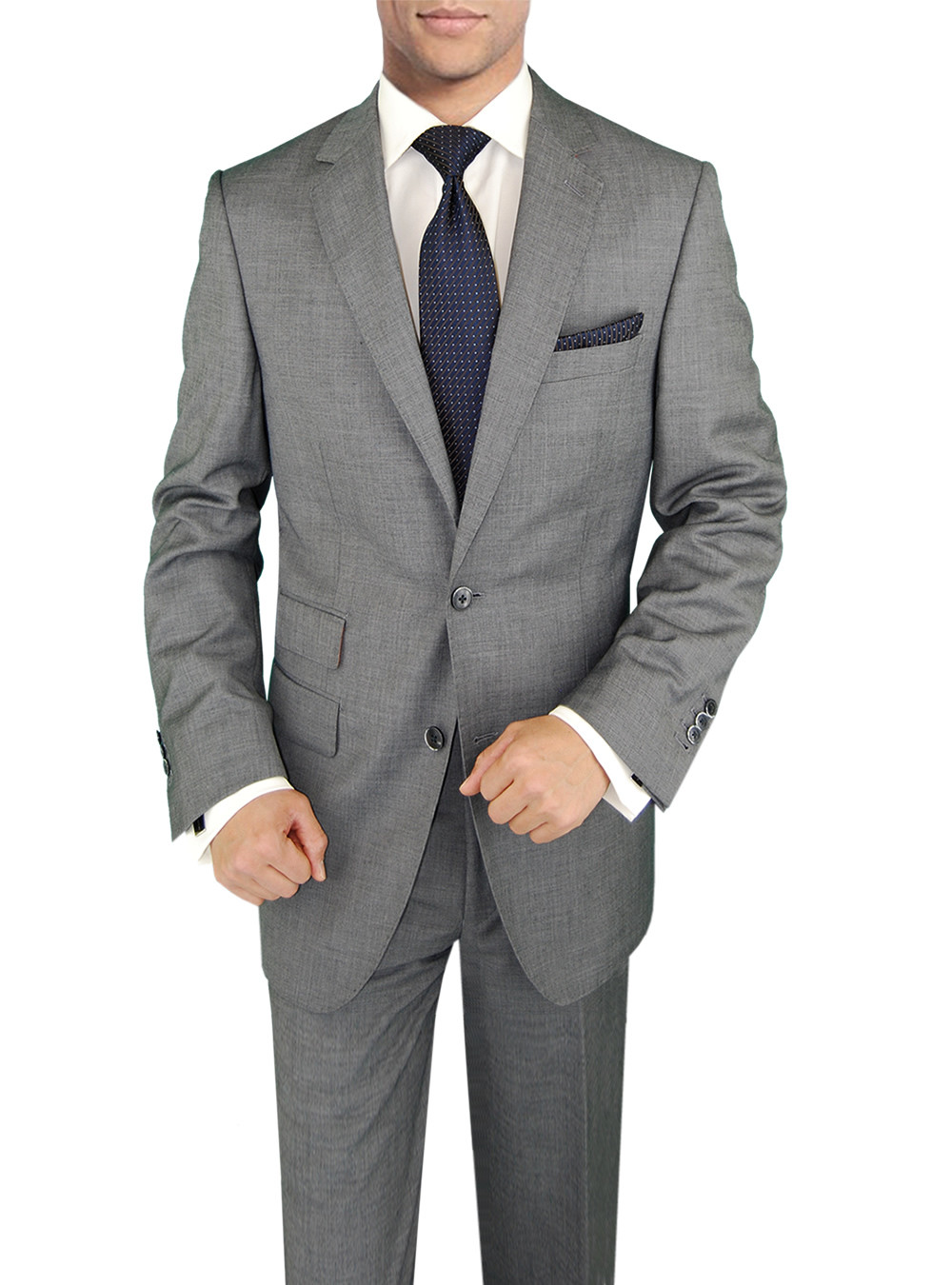 Mens DTI DARYA TRADING BB Signature Suit Two Button 2 Piece Ticket Pocket Side Vent Jacket in Grey - Image1