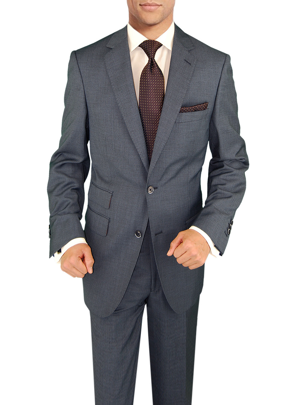 Mens DTI DARYA TRADING BB Signature Suit Two Button 2 Piece Ticket Pocket Side Vent Jacket in French Blue - Image1