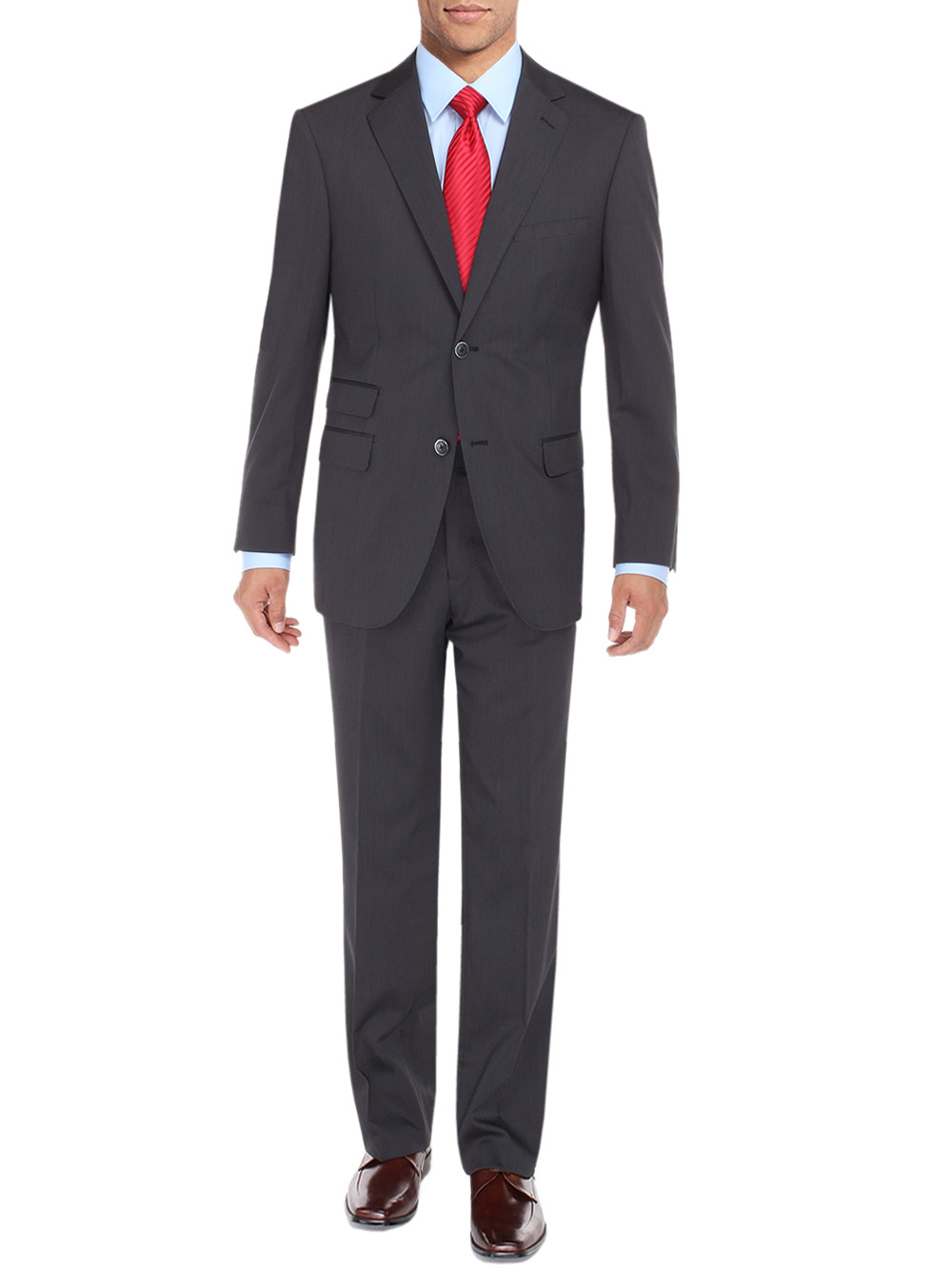 Mens DTI DARYA TRADING BB Signature Suit Two Button Ticket Pocket Jacket 2 Piece Modern Fit in Charcoal - Image1