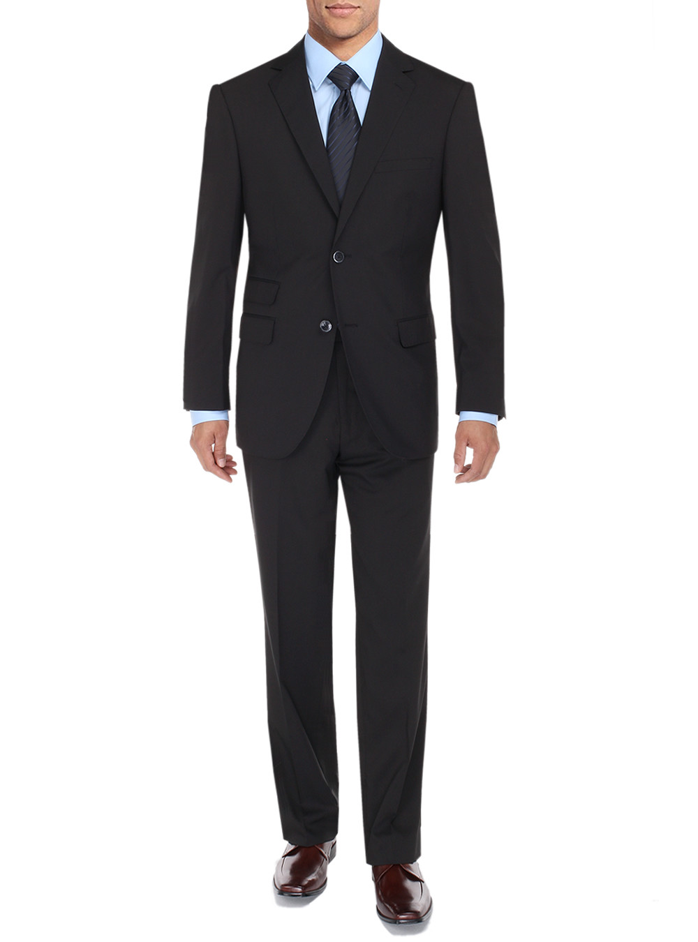 Mens DTI DARYA TRADING BB Signature Suit Two Button Ticket Pocket Jacket 2 Piece Modern Fit in Black - Image1