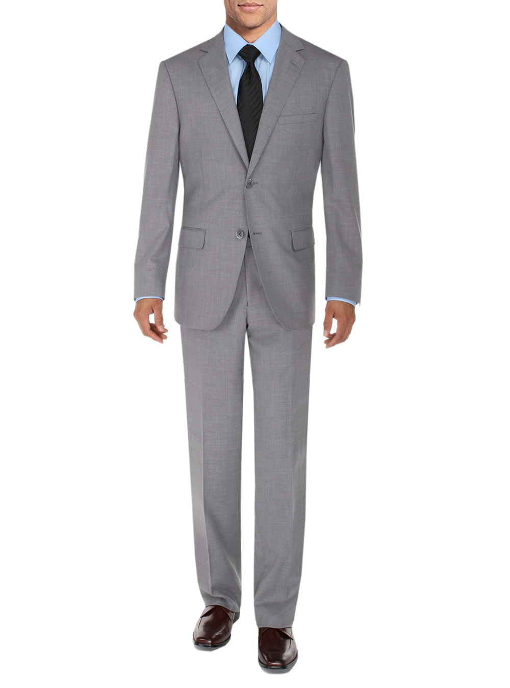 Mens DTI DARYA TRADING BB Signature Suit Two Button Modern Fit Side Vent Jacket Flat Front Pants in Grey - Image1