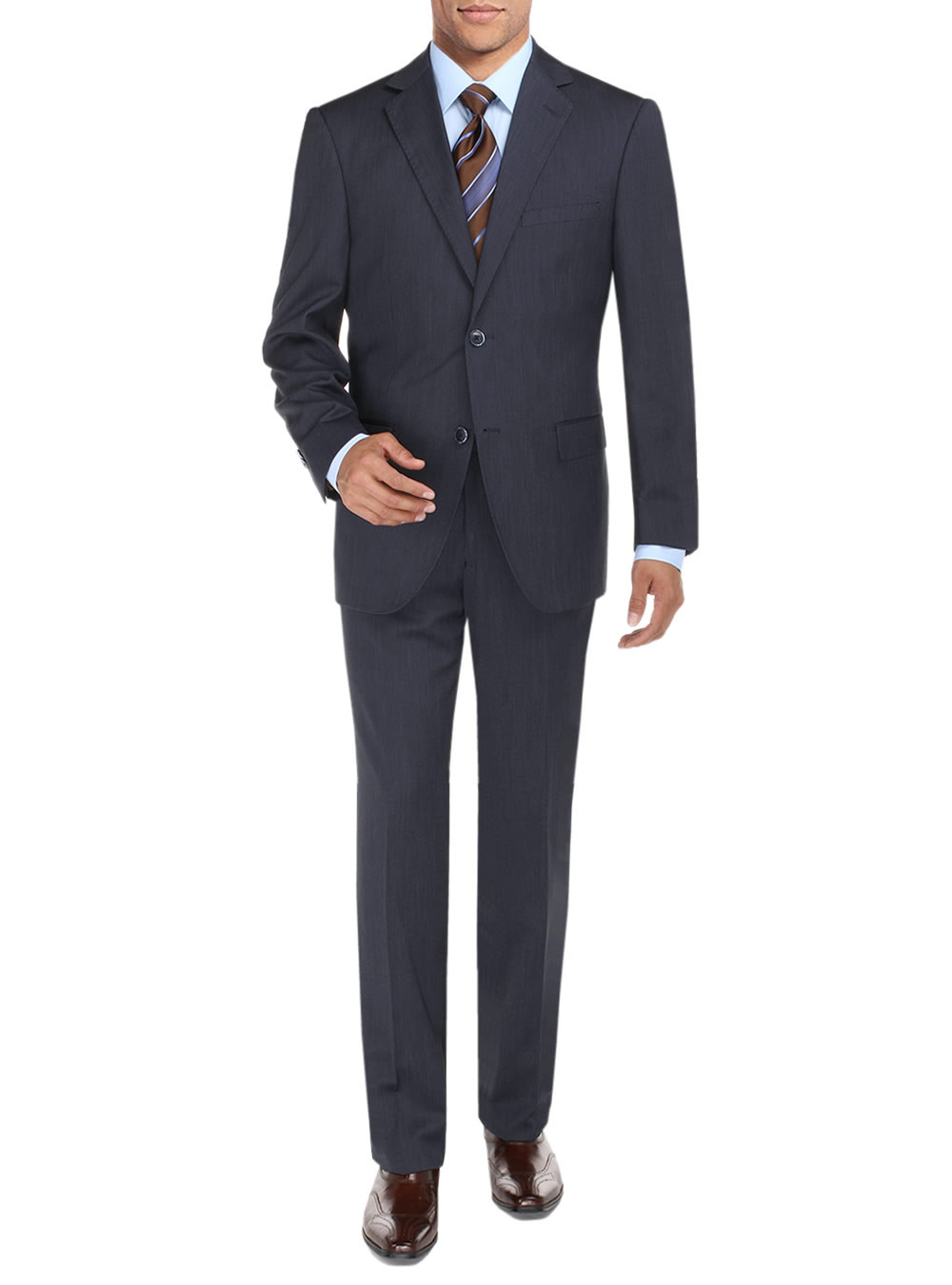 Mens DTI DARYA TRADING BB Signature Suit Sharkskin 2 Button Jacket Modern Fit Blazer & Pants in French Blue - Image1