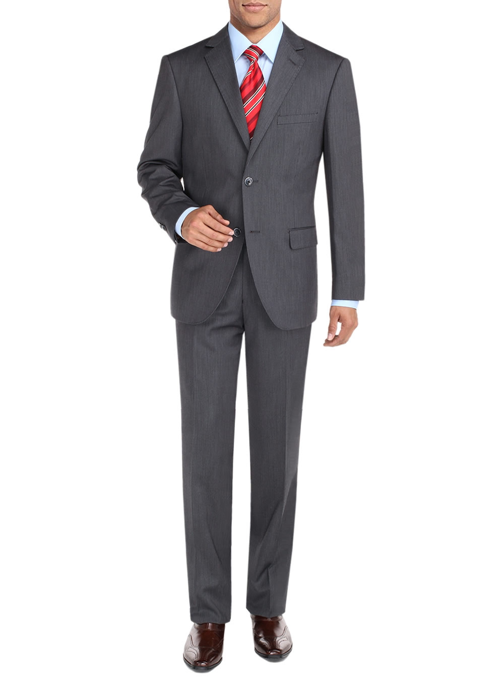 Mens DTI DARYA TRADING BB Signature Suit Sharkskin 2 Button Jacket Modern Fit Blazer & Pants in Charcoal - Image1