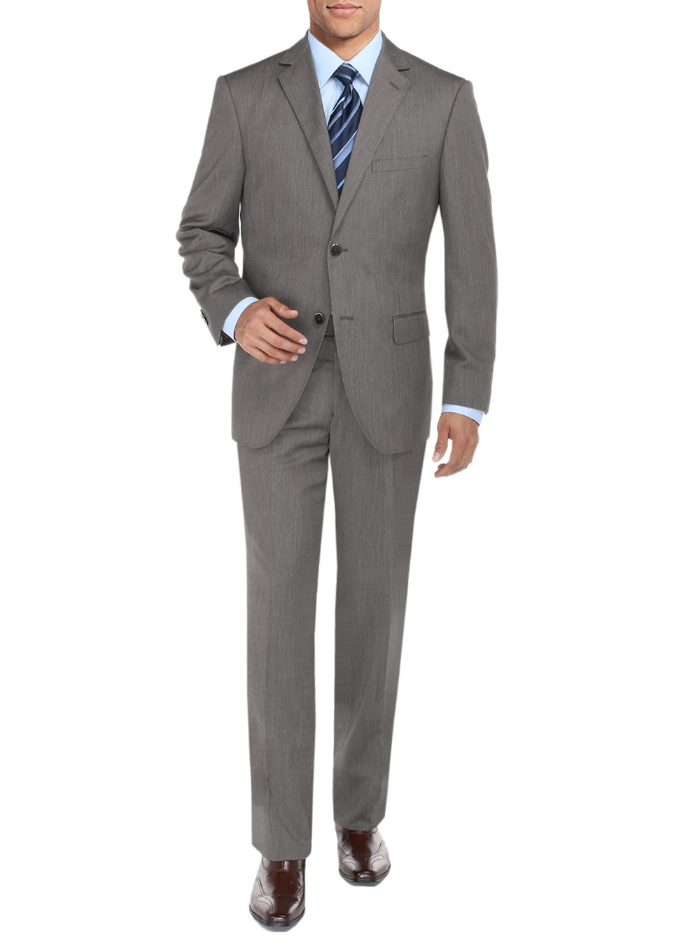 Mens DTI DARYA TRADING BB Signature Suit Sharkskin 2 Button Jacket Modern Fit Blazer & Pants in Gray - Image1