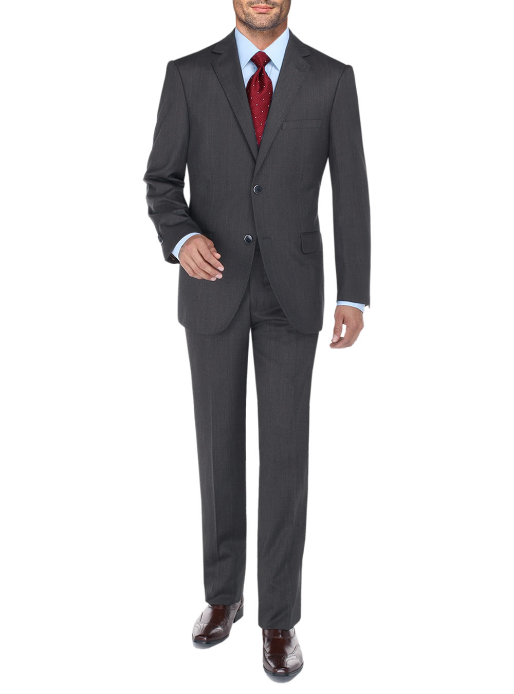 Mens DTI DARYA TRADING BB Signature Suit Two Button Jacket 2 Piece Plaid Modern Fit Suits in Charcoal - Image1