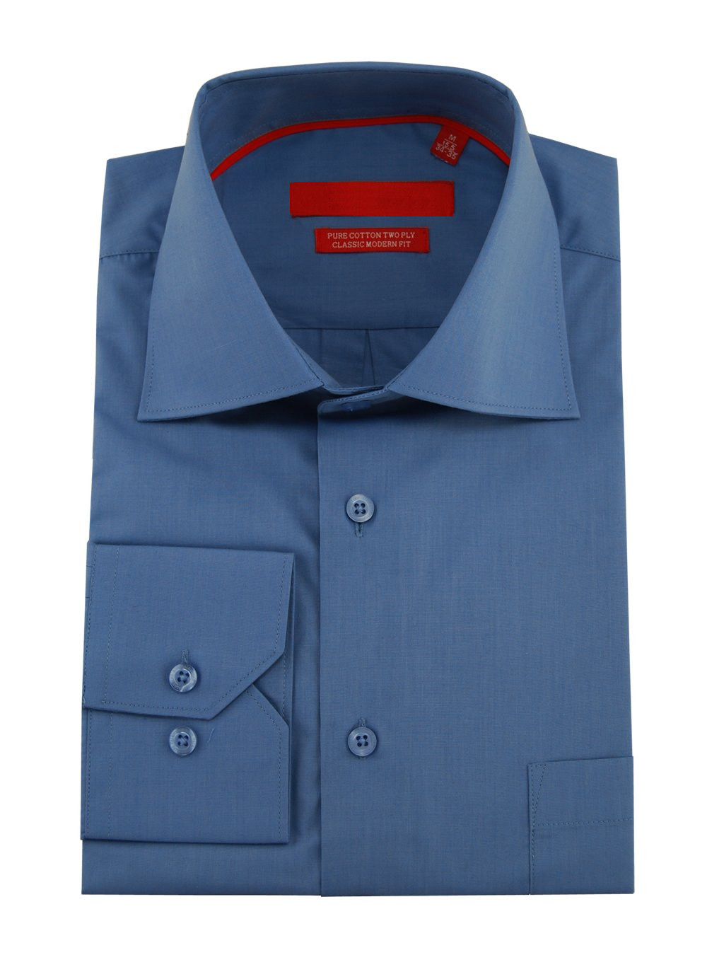 Mens DTI DARYA TRADING GV Executive Modern Spread Collar Barrel Cuff Cotton Dress Shirt in Blue - Image1