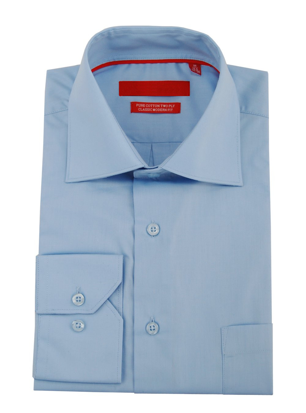 Mens DTI DARYA TRADING GV Executive Modern Spread Collar Barrel Cuff Cotton Dress Shirt in Medium Blue - Image1
