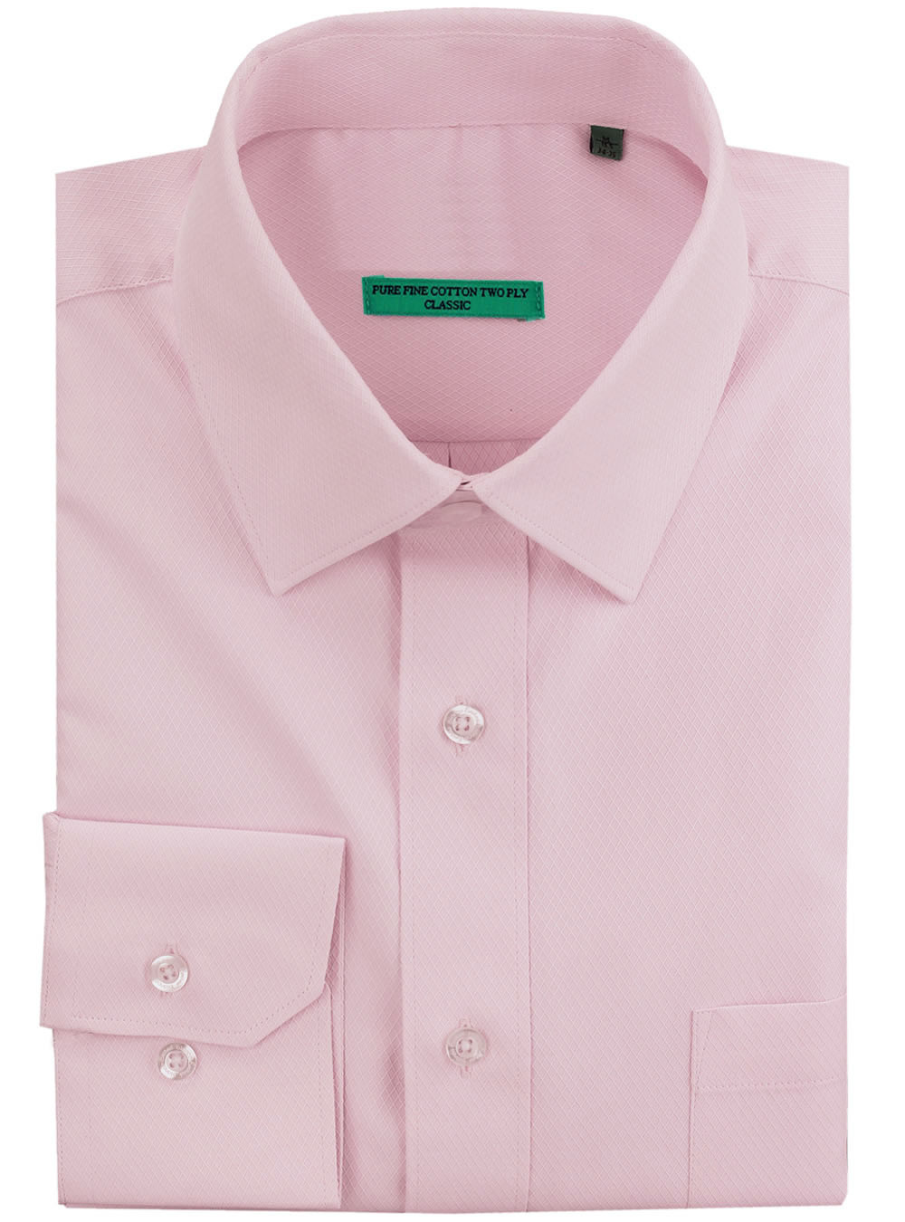 Mens DTI DARYA TRADING BB Signature Classic Fit Tone On Diamond 2 Ply Pure Cotton Dress Shirt in Lt Pink - Image1
