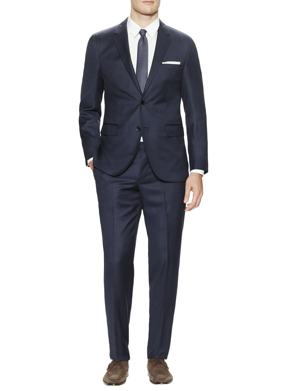 Mens DTI DARYA TRADING GV Executive Two Button Jacket 2 Piece Modern Fit Birdseye Suit in French Blue - Image1