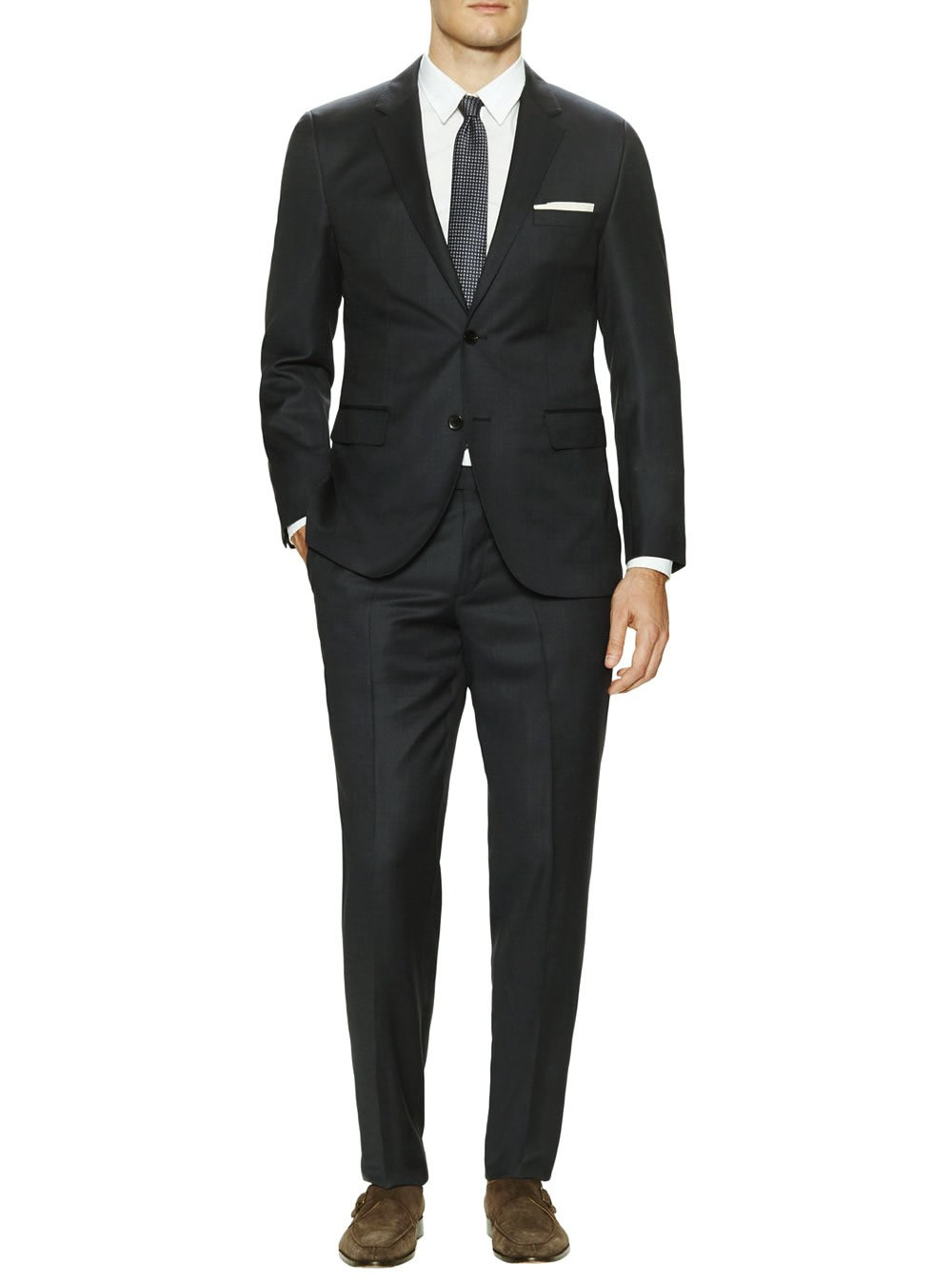 Mens DTI DARYA TRADING GV Executive Two Button Jacket 2 Piece Modern Fit Birdseye Suit in Charcoal - Image1