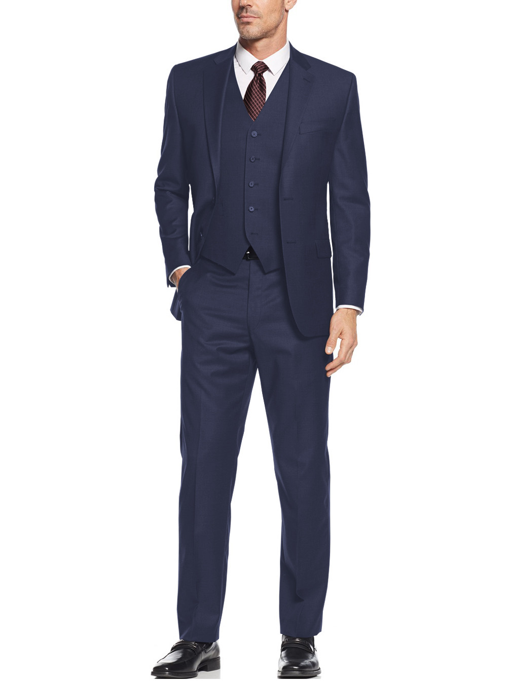 Mens Salvatore Exte Suit 3-piece Two Button Blazer Jacket Flat Front Pants in French Blue - Image1